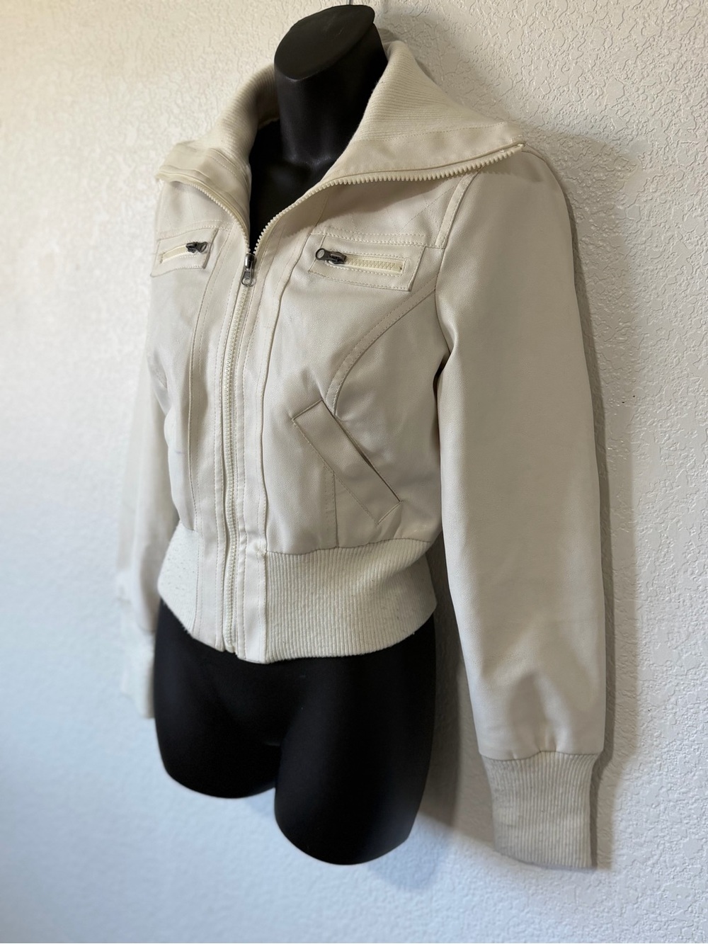 Bratzcore Vintage Wet Seal Ivory Zip-Up Bomber Jacket - Picture 2 of 7